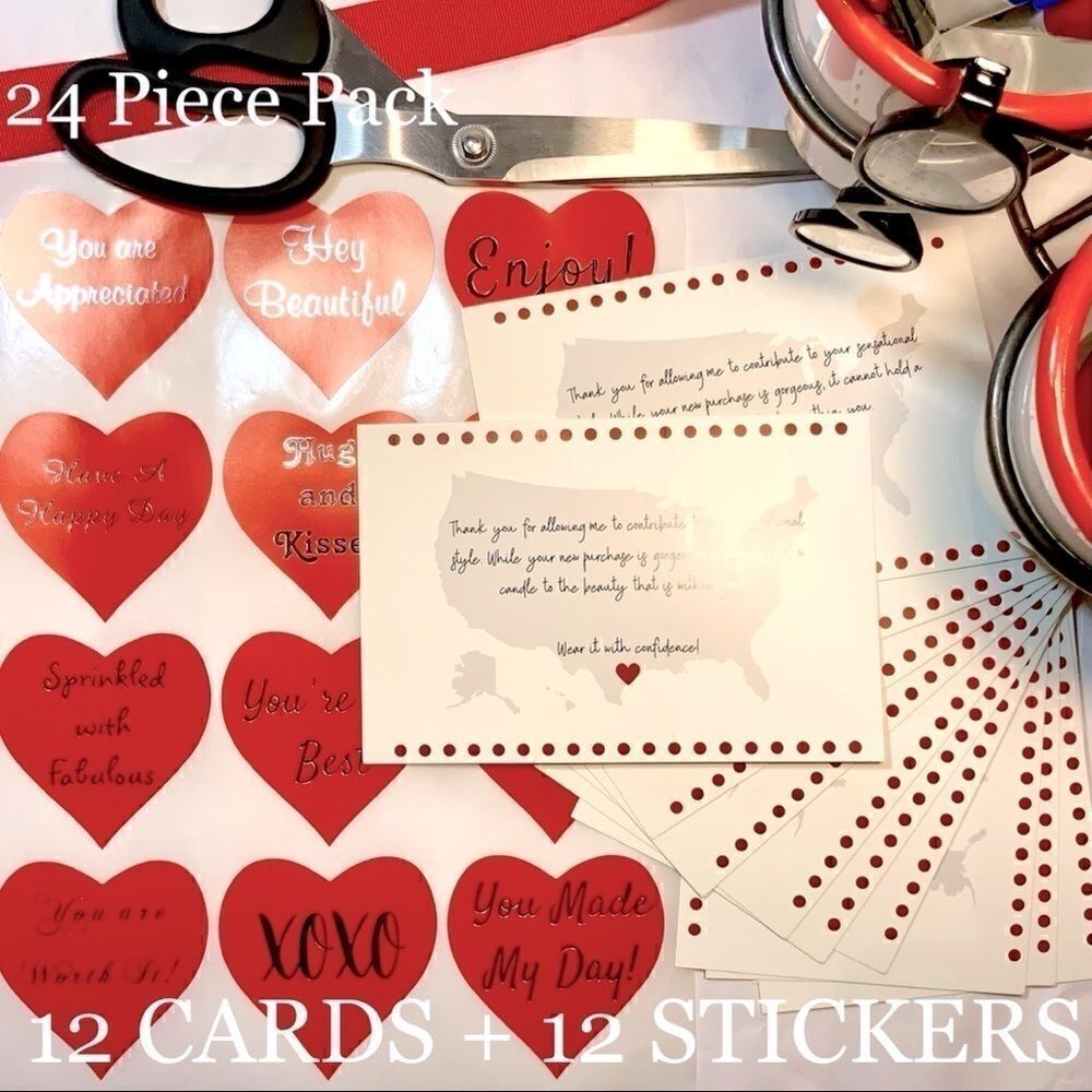 24 PCS DELUXE BUNDLE THANK YOU CARDS & STICKERS BUSINESS SUPPLIES SMALL BUSINESS